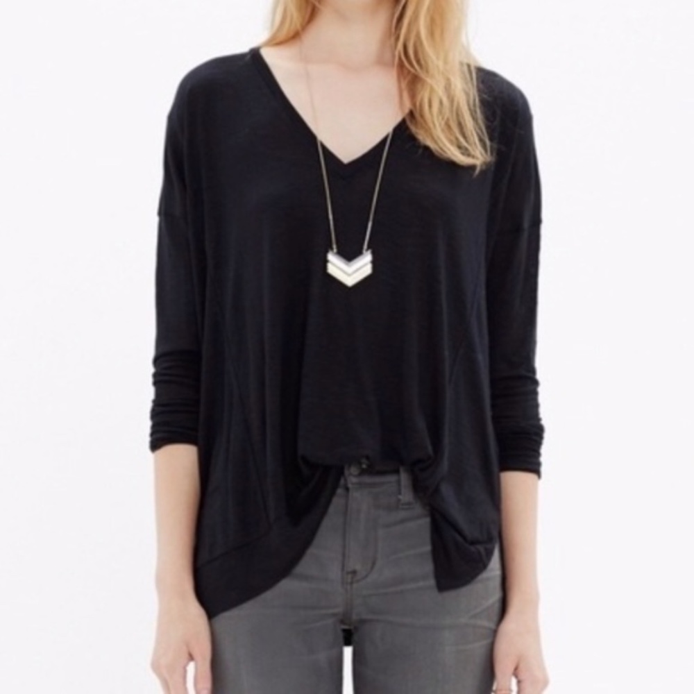 Madewell Solid Black All Around Tee V-neck Top size M